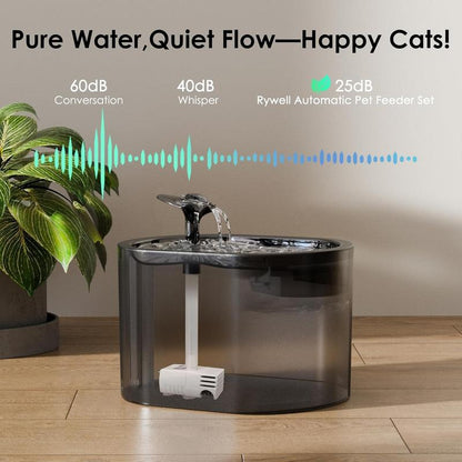 Automatic Pet Feeder & Water Fountain with App Control — 3L Food & 85oz Water Dispenser with Voice Recorder & Dual Power Supply