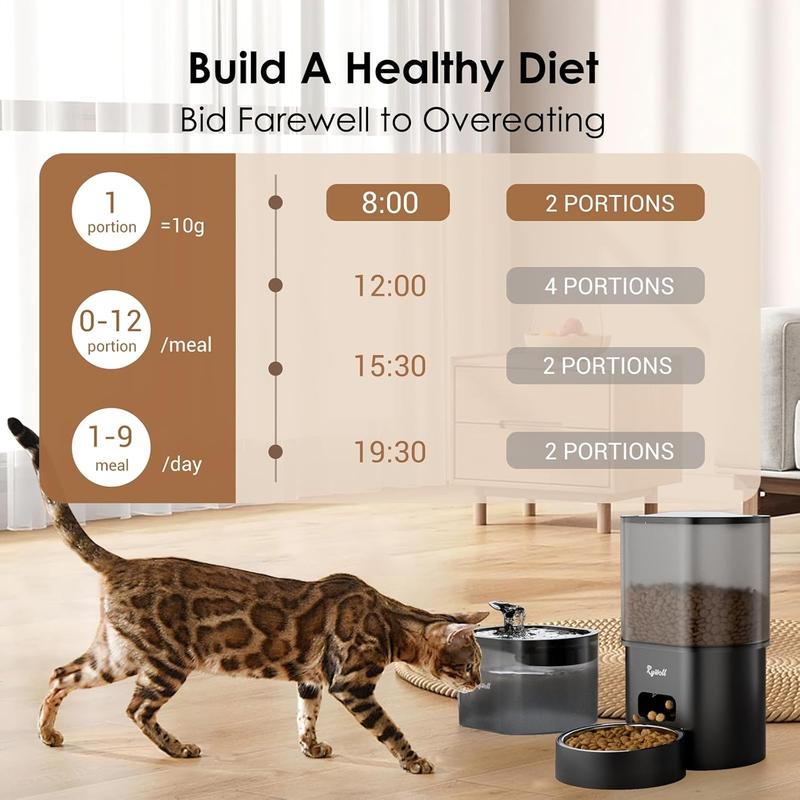 Automatic Pet Feeder & Water Fountain with App Control — 3L Food & 85oz Water Dispenser with Voice Recorder & Dual Power Supply